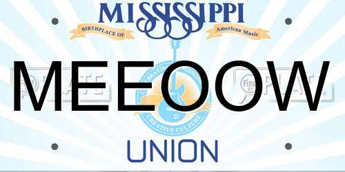 MEEOOW Mississippi License Plate
