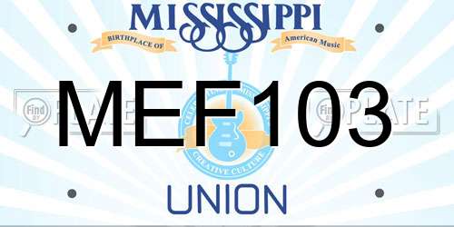 MEF103 Mississippi License Plate
