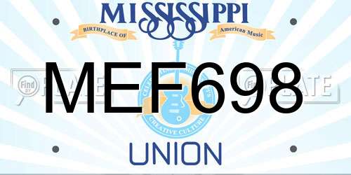 MEF698 Mississippi License Plate