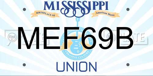 MEF69B Mississippi License Plate