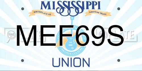 MEF69S Mississippi License Plate
