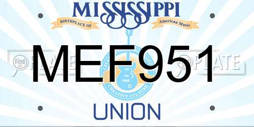 MEF951 Mississippi License Plate
