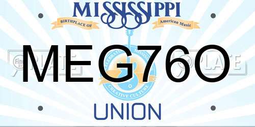 MEG76O Mississippi License Plate