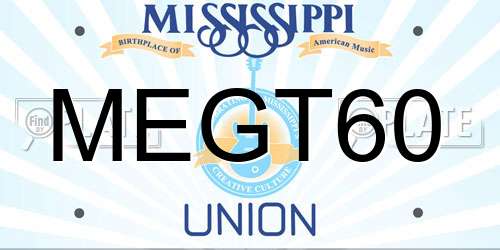 MEGT60 Mississippi License Plate