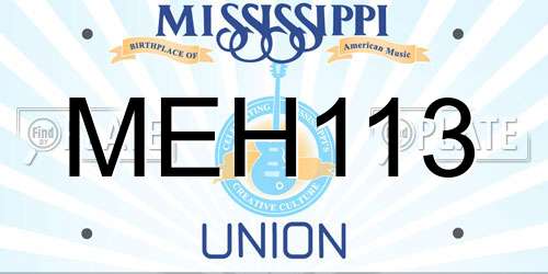 MEH113 Mississippi License Plate