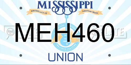MEH460 Mississippi License Plate