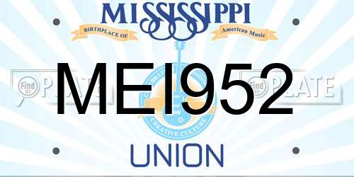 MEI952 Mississippi License Plate