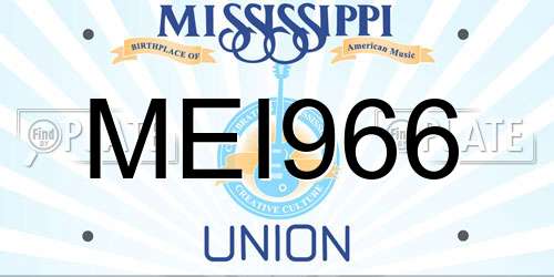 MEI966 Mississippi License Plate
