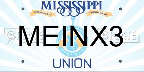 MEINX3 Mississippi License Plate
