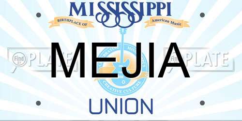 MEJIA Mississippi License Plate