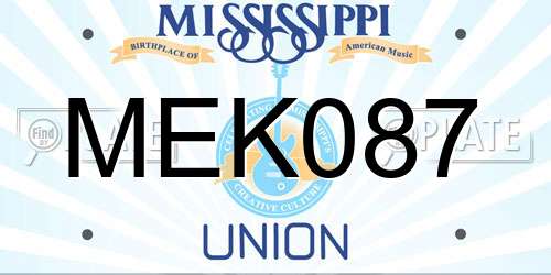 MEK087 Mississippi License Plate