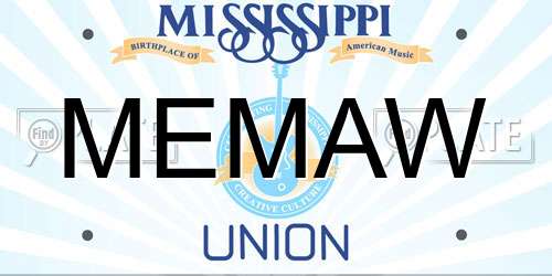 MEMAW Mississippi License Plate