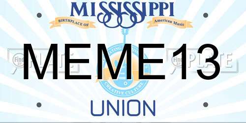 MEME13 Mississippi License Plate