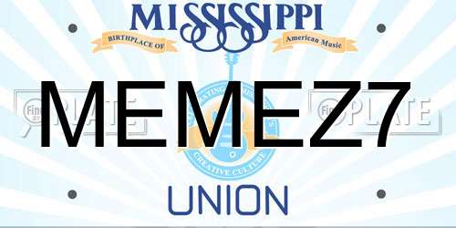 MEMEZ7 Mississippi License Plate