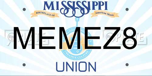 MEMEZ8 Mississippi License Plate