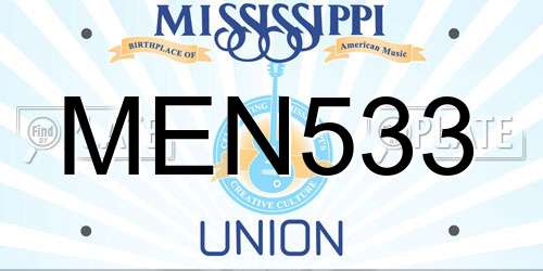 MEN533 Mississippi License Plate
