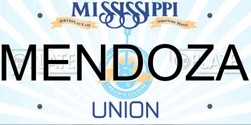 MENDOZA Mississippi License Plate