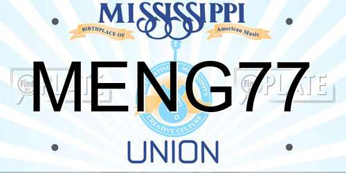 MENG77 Mississippi License Plate