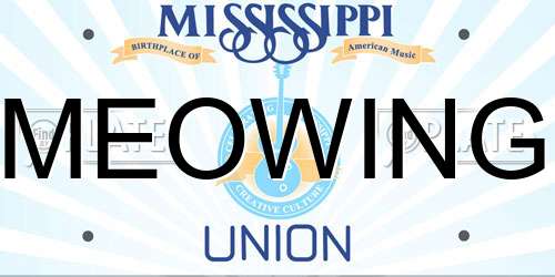 MEOWING Mississippi License Plate