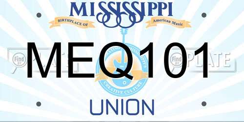 MEQ101 Mississippi License Plate