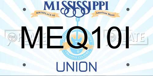 MEQ10I Mississippi License Plate