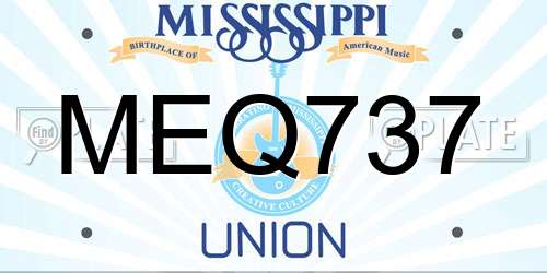 MEQ737 Mississippi License Plate