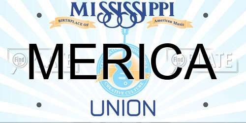 MERICA Mississippi License Plate
