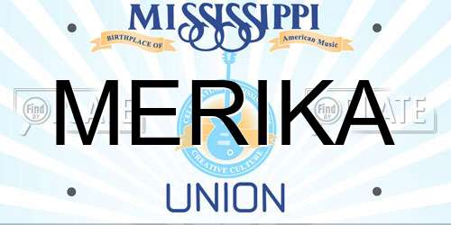 MERIKA Mississippi License Plate