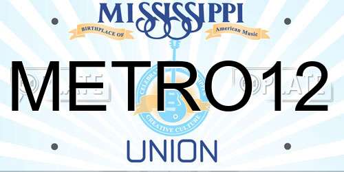 METRO12 Mississippi License Plate