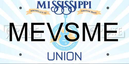 MEVSME Mississippi License Plate