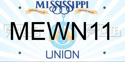 MEWN11 Mississippi License Plate