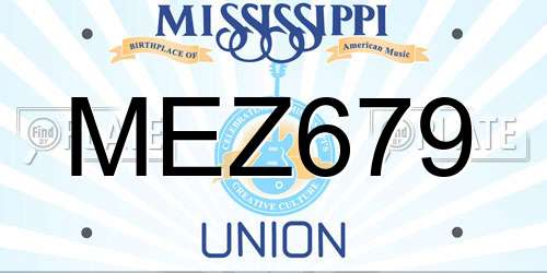 MEZ679 Mississippi License Plate