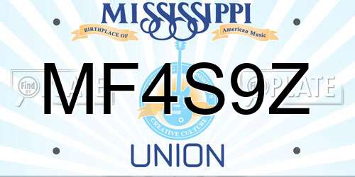 MF4S9Z Mississippi License Plate
