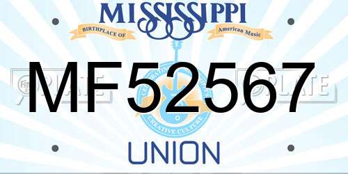 MF52567 Mississippi License Plate