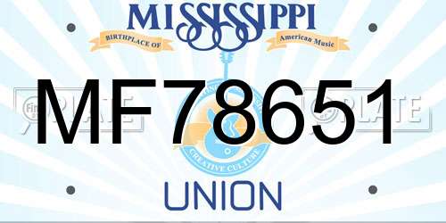MF78651 Mississippi License Plate