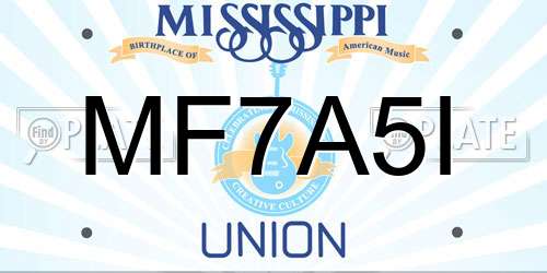 MF7A5I Mississippi License Plate