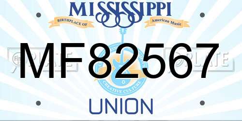 MF82567 Mississippi License Plate
