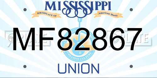 MF82867 Mississippi License Plate