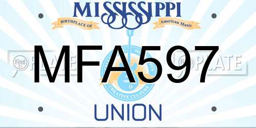 MFA597 Mississippi License Plate