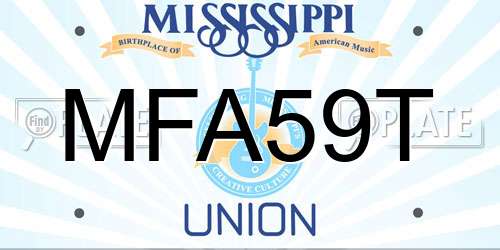 MFA59T Mississippi License Plate