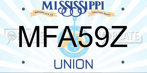 MFA59Z Mississippi License Plate