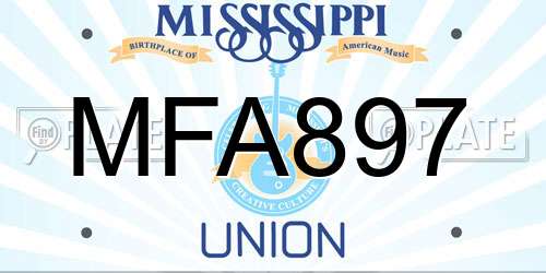 MFA897 Mississippi License Plate