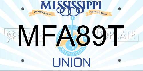 MFA89T Mississippi License Plate