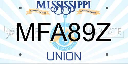 MFA89Z Mississippi License Plate