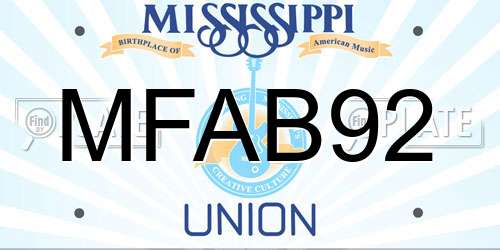 MFAB92 Mississippi License Plate