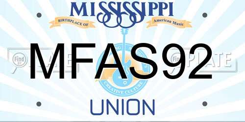 MFAS92 Mississippi License Plate