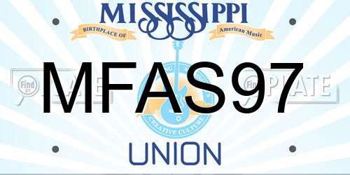MFAS97 Mississippi License Plate