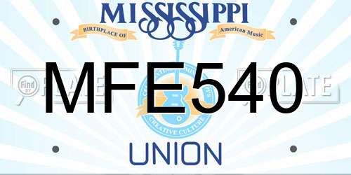 MFE540 Mississippi License Plate