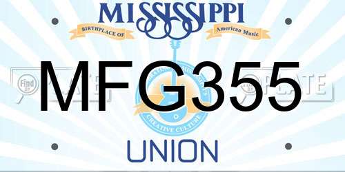 MFG355 Mississippi License Plate