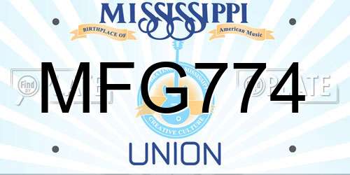 MFG774 Mississippi License Plate